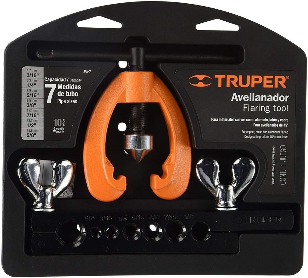Pestañadora abocinador de tubos Juego 3/16"- 5/8" 12868 JAV-7 TRUPER