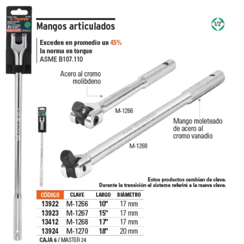 Mango de fuerza largo enc   1/2"  432mmL man-articulad TRUPER 13412 M-5468 nº