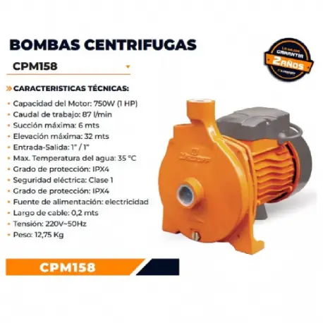 Bomba centrifuga   1,0HP 220V  7200L/h 32M CPM158 LUSQTOFF