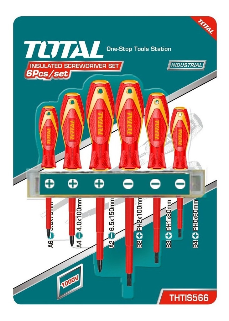 Destornilladores Juego   6p planos-Phillips 1kV THTIS566 XDA000600 TOTAL