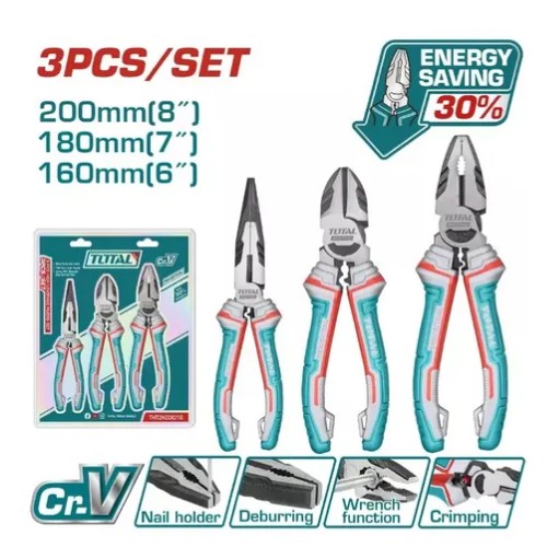 Juego Set Pinzas 3p Pinza elec-alicat-pinza ind THT2K0301S XPKI00300 TOTAL