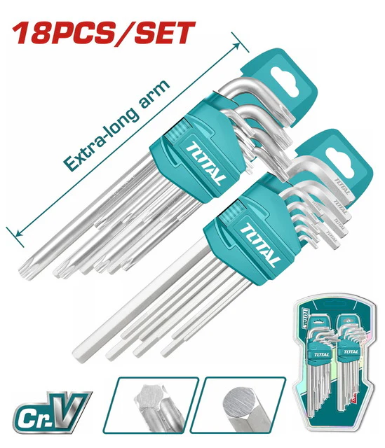 Llaves Allen métrico y Torx Juego 18p THT106KT0181 XLKI9H9T0 TOTAL