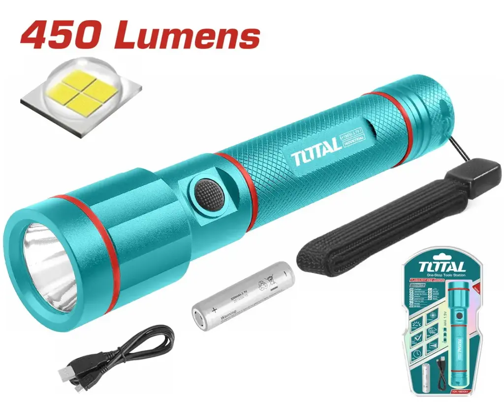 Linterna Led  450Lumens recargable litio c-usb TCFL1865051 XLCI01370 TOTAL