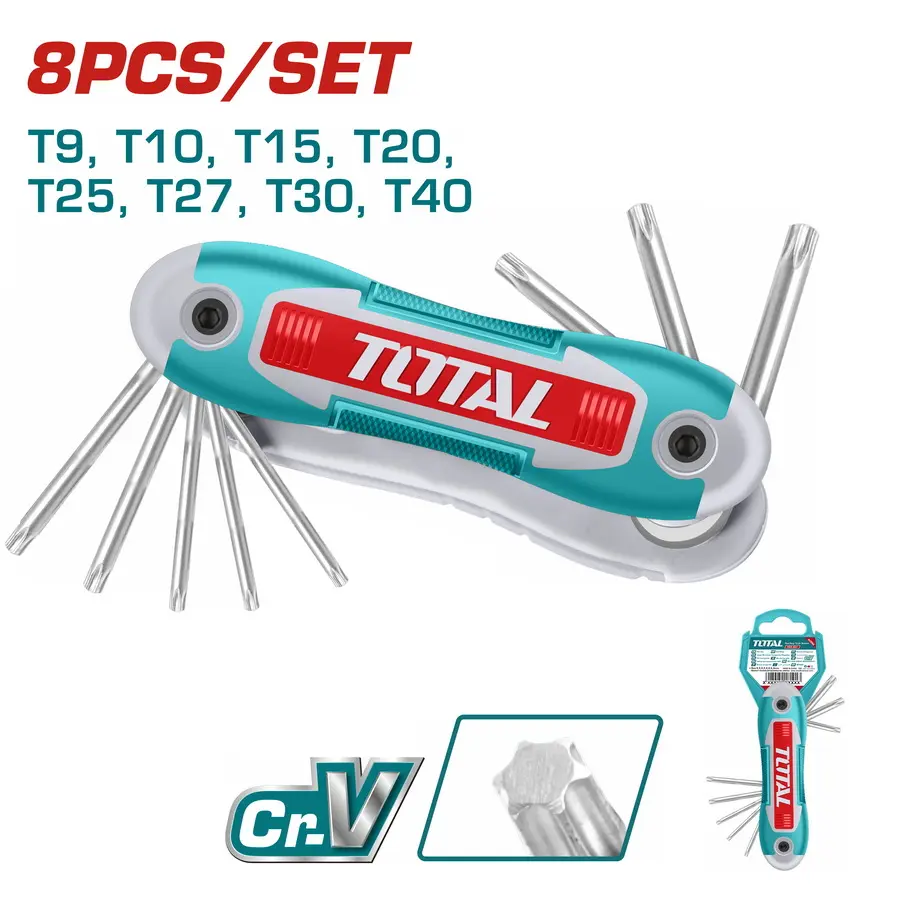 Juego llaves Torx 8 piezas T9 a T40 navaja THT1061846 XILKT0800 TOTAL