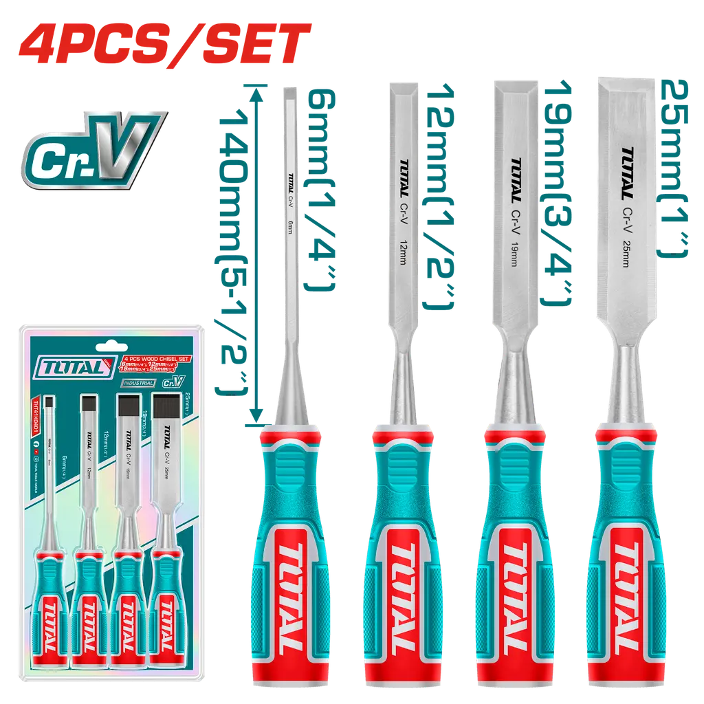 Formones p-madera Juego 4piezas THT41K0401 XFK000400 TOTAL