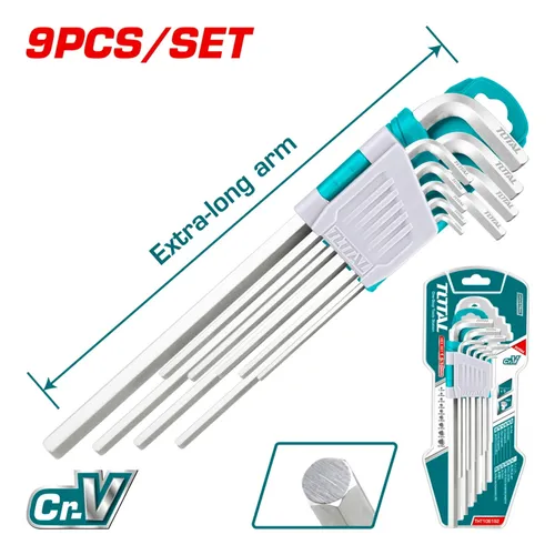 Set Juego Llaves Allen métrico hexagonal Jgo  9p largas THT106192 XLKIHL900 TOTAL