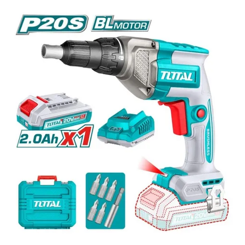 Atornillador p-yeso durlock 20V + maletín cargador batería BRUSHLESS INDUSTRIAL TDSLI204281-4 V2VIAD220 TOTAL
