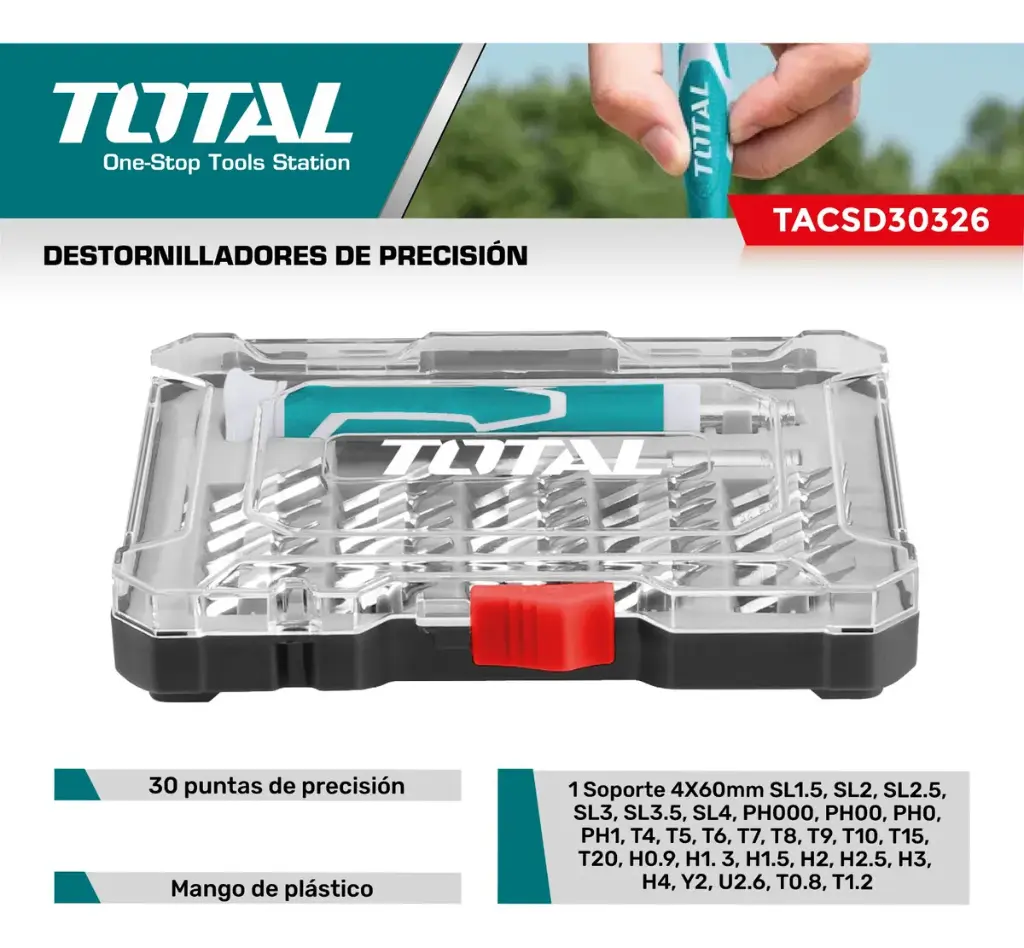 Set Puntas atornillador Juego  32p precisión TACSD30326 XDKI00340 TOTAL