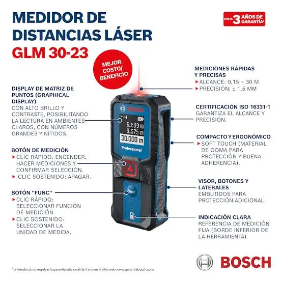 Medidor de distancia laser  30Mts GLM 30-23 0601072XG0 BOSCH