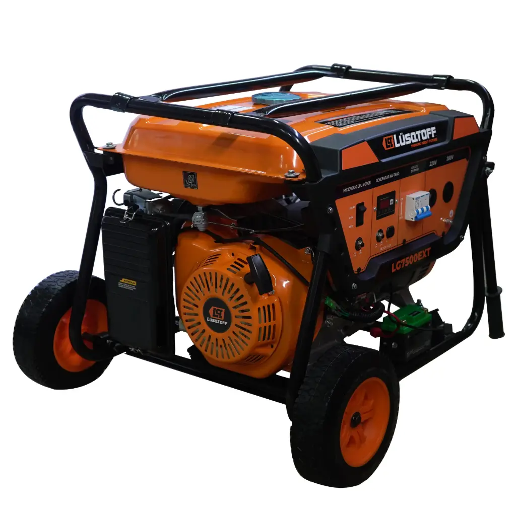 Grupo electrógeno generador 7,5kW 4T 380V 15HP AE c-pulsador 82kG batería litio LG7500EXT LUSQTOFF