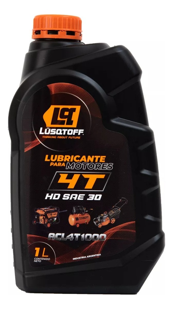 Aceite Lubricante Fluido HD SAE30 4T 1Lts para compresor grupo electrogeno ACL4T1000 LUSQTOFF