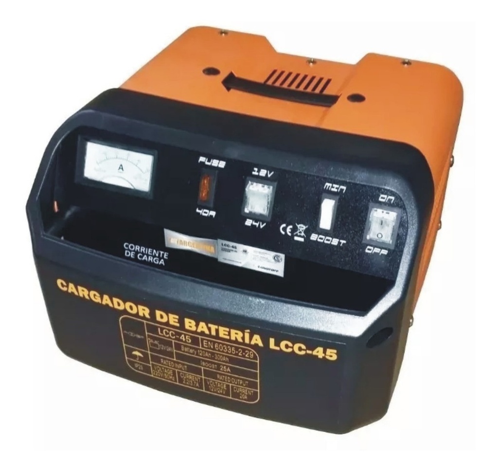 Cargador baterias transformador  12-24V  30A c-pinza portatil LCC-45 LUSQTOFF