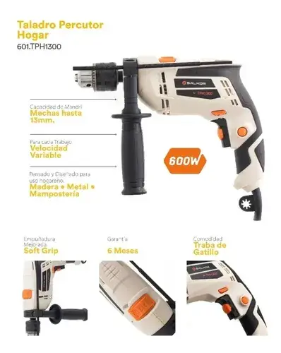 Taladro percutor HOGAR 13MM 600W TPH1300 601.TPH1300 SALKOR