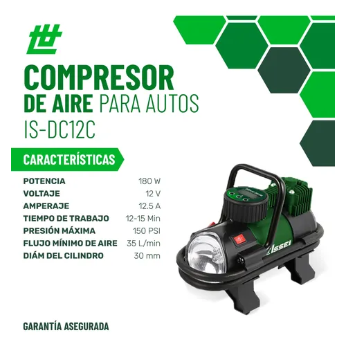 Compresor de aire 12V 150psi cilindro aluminio c-linterna IS-DC12C ISSEI