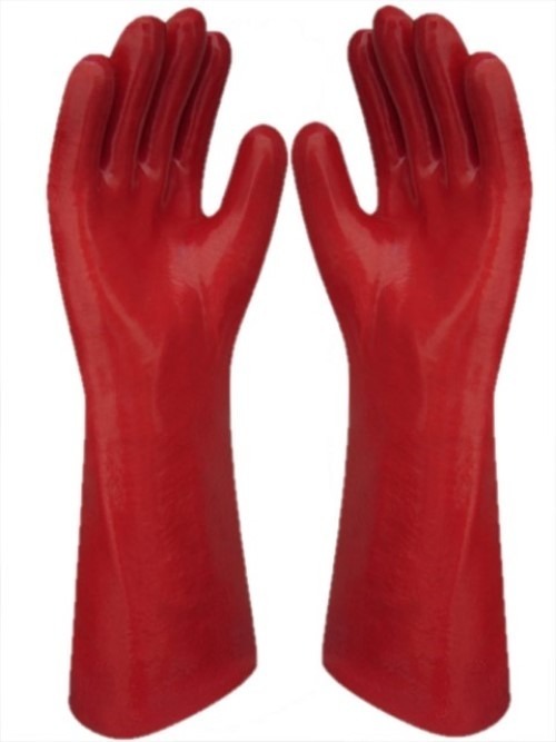 Guante PVC  400mm ROJ entelado #10 Par