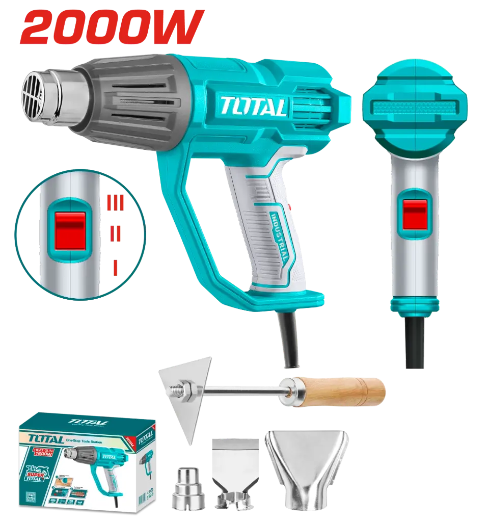 Pistola aire caliente 2000W 480/560°C 220V + accesorios TB20078-4 VEOI2002M TOTAL
