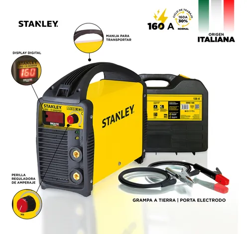 Soldadora Inverter Sirio 170  @160Amp + maletín cód 61457 STANLEY