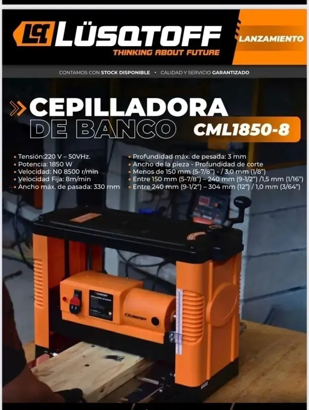 Cepilladora de banco 1850W  330mmA 220V CML1850-8 LUSQTOFF