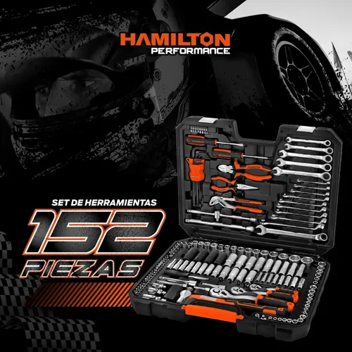 Juego bocallaves 1/4-3/8-1/2" 152 piezas c-accesorios JB152 HAMILTON