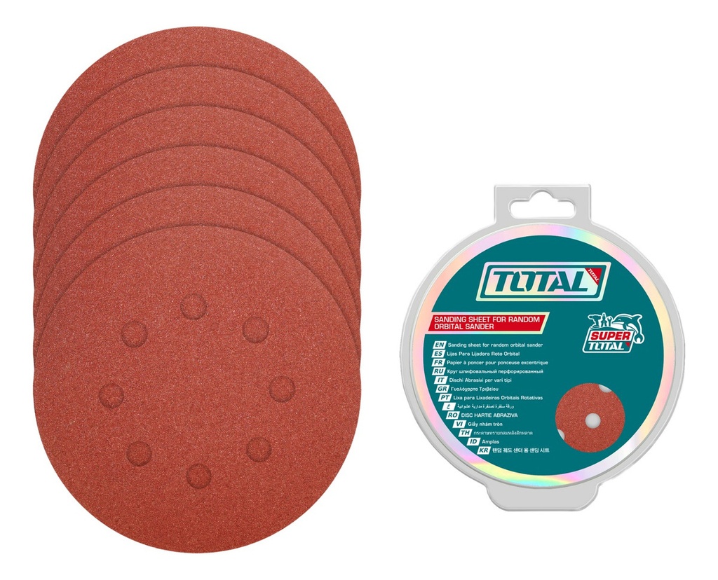 Discos lija D125 Juego x  50p roto orbital (10 GR40, 15 GR80, 15 GR120, 10 GR180) TAC7312511 ZLJ001251 TOTAL
