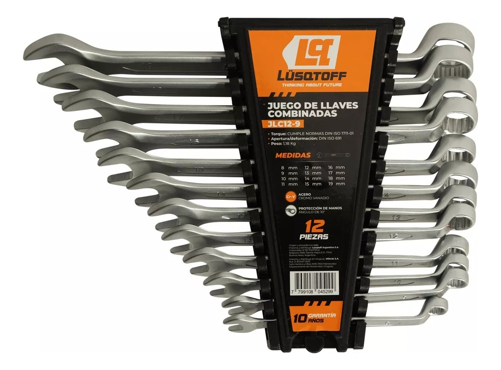 Juego de llaves combinadas 12pcs 8 a 19 + estuche JLC12-9 LUSQTOFF