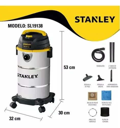 Aspiradora 19 LTS 1300w inoxidable seco húmedo SL19138 STANLEY