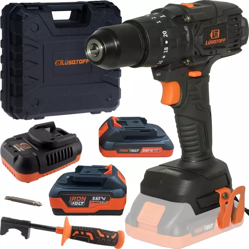 Taladro-atorn c-percutor 13mm 18V 60nm + 2 bat maletín BRUSHLESS BLACK SERIES TIL80-9BK LUSQTOFF