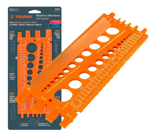 Regla p-medir tuercas tornillos mechas 10811 TRUPER