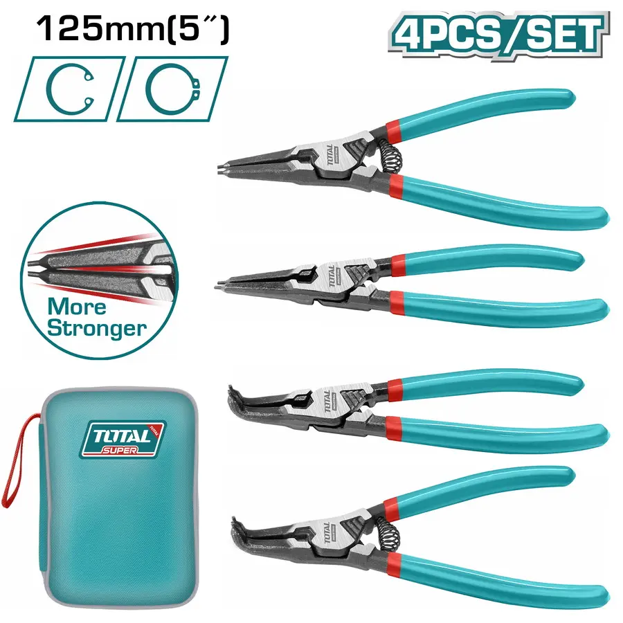 Kit juego de cuatro pinzas Seeger/seguer 125mm (5") INDUSTRIAL THTJ214041 XPKIS0400 TOTAL