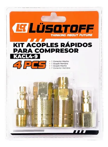 KIT Acople rápido LUSQTOFF rosca HEMBRA + MACHO 1/4" + 1 Espiga rosca HEMBRA + 1 Espiga rosca MACHO KACL4-9 LUSQTOFF
