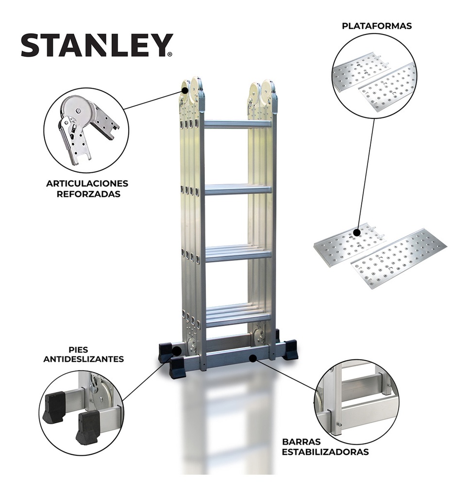 Escalera 4,70M Alum 16esc plegable 4x4 + Plataforma base STXLD-AY504 STANLEY nº
