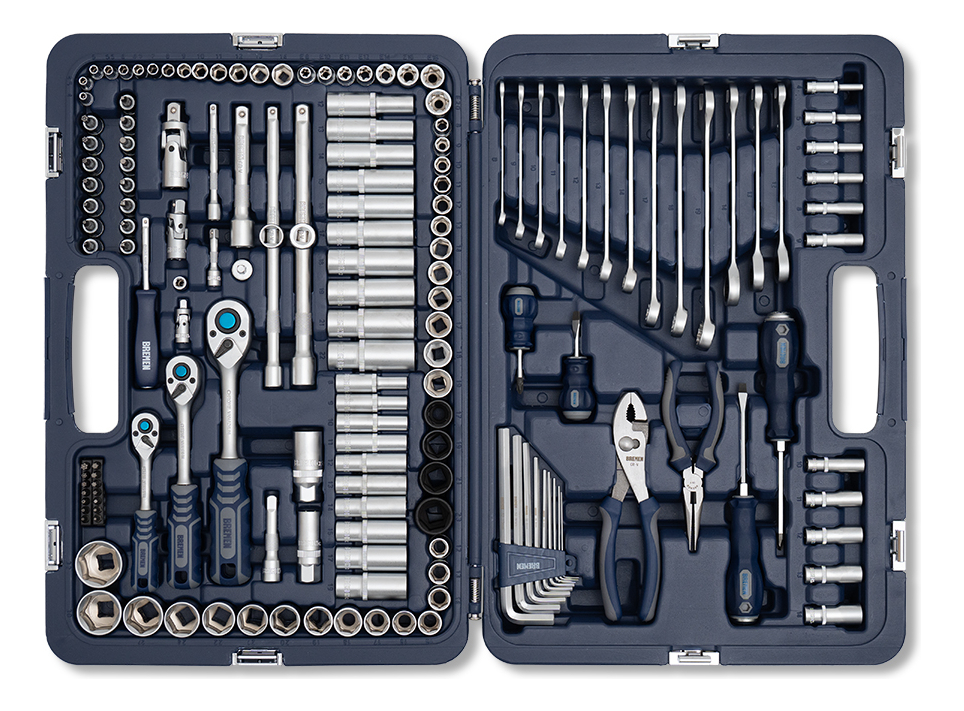 Juego de bocallaves  1/4-3/8-1/2"  160p c-crique MECHANIKER 8010 BREMEN