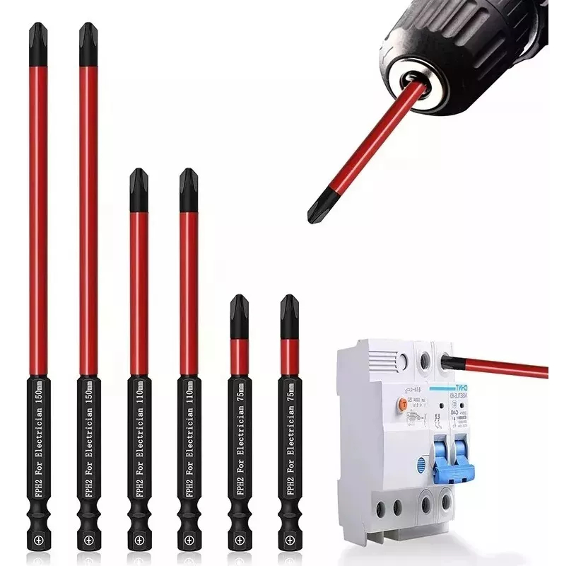 Set Puntas phillips FPH 2x75-110-150 mm x 6 piezas alto impacto magnéticas RUHLMANN RU25060 Jueg