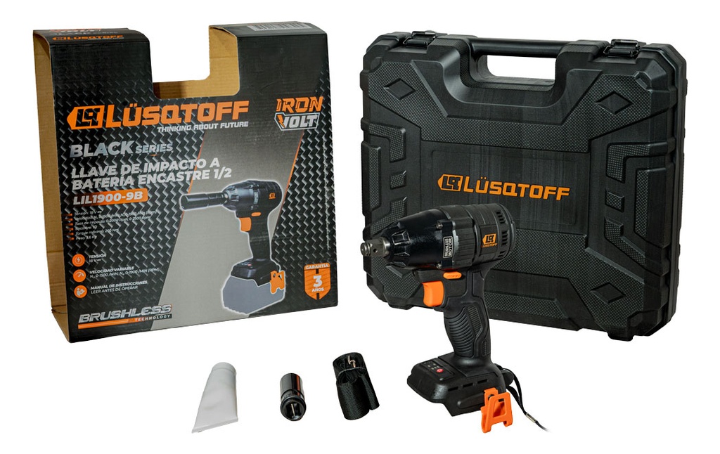 Llave Impacto 1/2" 260nm inalam 18V Solo Brushless Black Series IRON VOLT LIL1900-9B LUSQTOFF