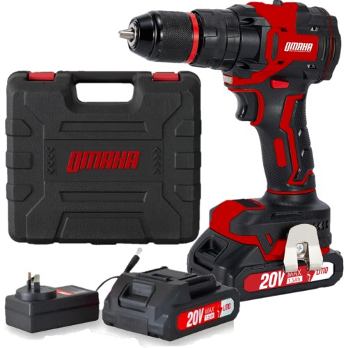 Taladro-ator Percutor 10mm metálico 18V 45Nm + 2 Bat + Cargador + Maletin BRUSHLESS TBAT-20MK OMAHA