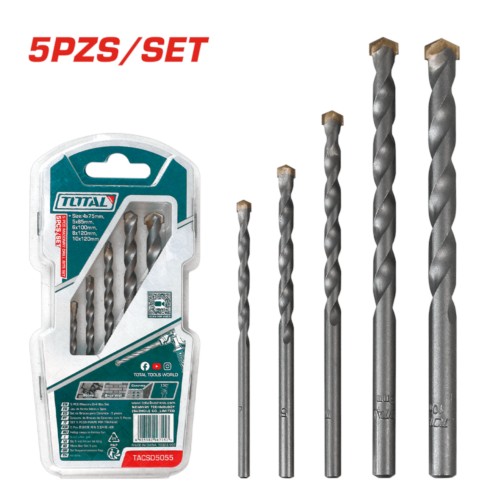 Set de 5 mechas widia para concreto cilindrica ZMW000S05 TACSD5055 TOTAL