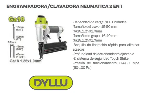 Clavadora engrampadora neumatica 2 en 1 DTBN2540 DNNEEC210 DYLLU