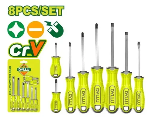 Juego set Destornilladores 8 piezas PH-PL imantado profesional Cr-V DTSS1408 DMDS08D0C DYLLU