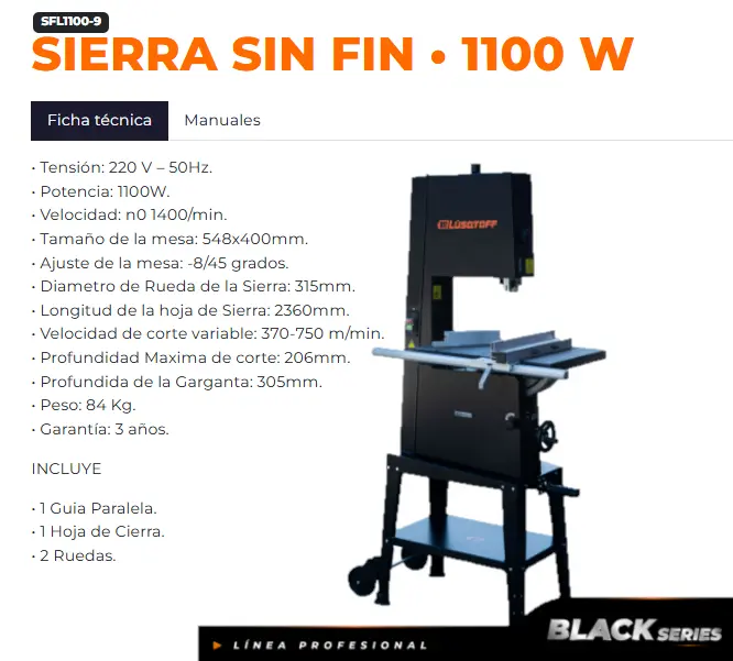 Sierra SIN FIN 2360mm 1100W Black Series SFL1100-9 LUSQTOFF