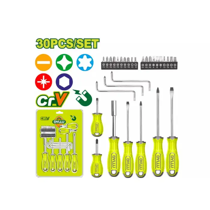 Juego de 30 Destornilladores c-mango 1/4" Cr-V DTSS1430 DMDS30D0C DYLLU