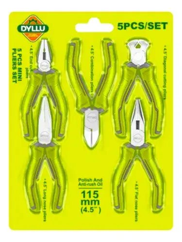 Kit de 5 pinzas 115mm 4,5" electrónica DTPS1615 DMPIK5P66 DYLLU