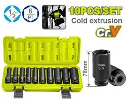 Juego set Bocallaves Largas 1/2" 10 Pcs ALTO IMPACTO DTMS2D02 DMSEBL210 DYLLU