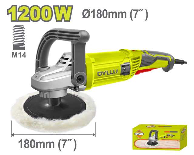 Pulidora angular 180mm 1200w 220V velocidad variable c-paño DTAE1512001-4 DEDEPU120 DYLLU