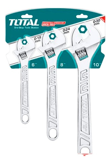 Set x3 Llaves ajustables francesas 150-200-250mmL 6-8-10" XLA0S0030 THTK1013 TOTAL