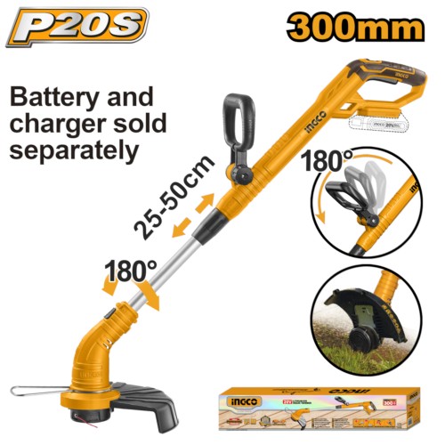 Bordeadora inalámbrica 300mm 20V mango extensible SOLA CGTLI20018 INGCO
