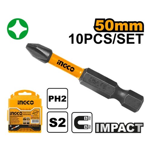 Juego de 10 Puntas PH 2 x 50mm ALTO IMPACTO SDBIM11PH223 INGCO