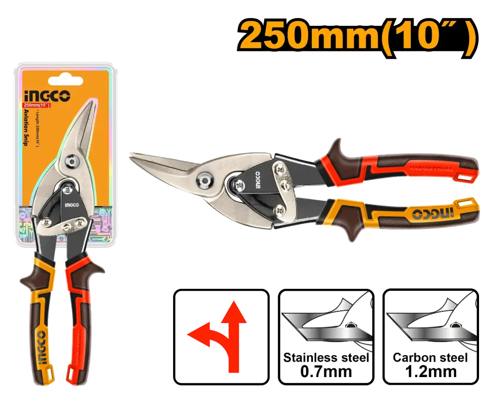 Tijera aviación corta chapa izquierda 250mm (10") HTSN0110L INGCO