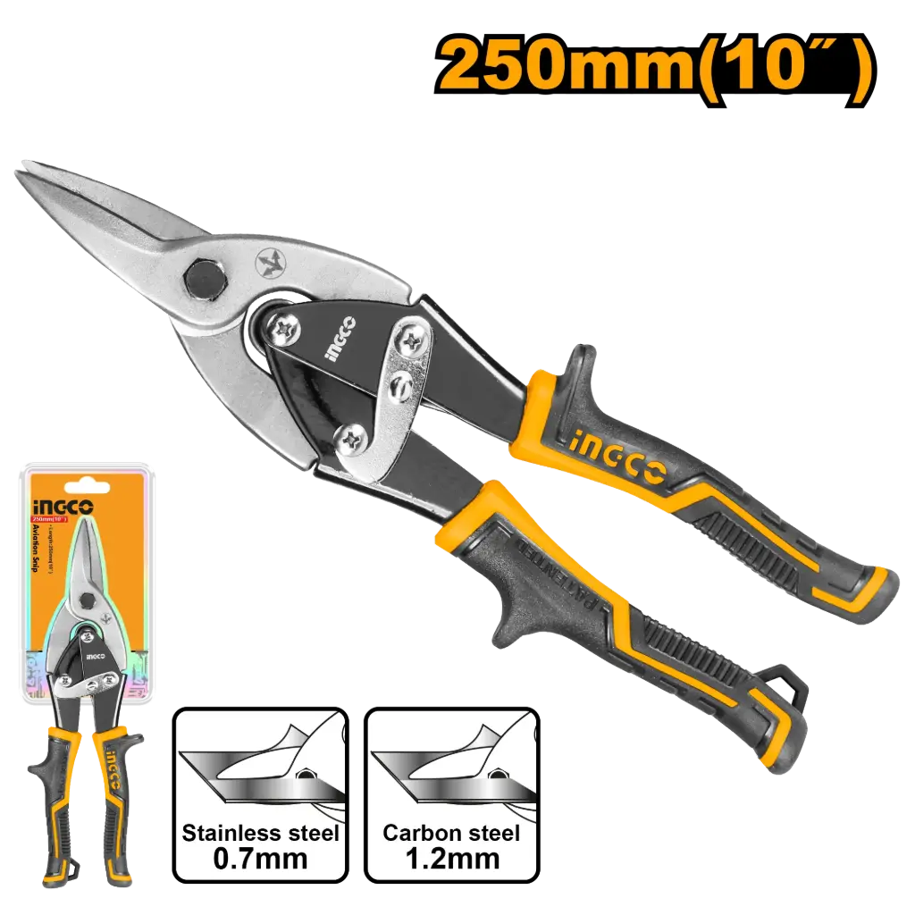 Tijera aviación corta chapa recta 250mm (10") HTSN0110S INGCO