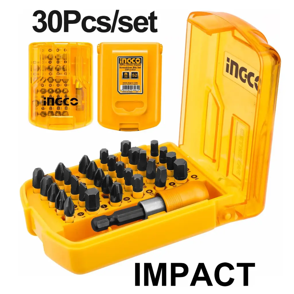 Set 30 puntas Alto Impacto Para Atornillador + adaptador SDS Click AKSD68303 INGCO