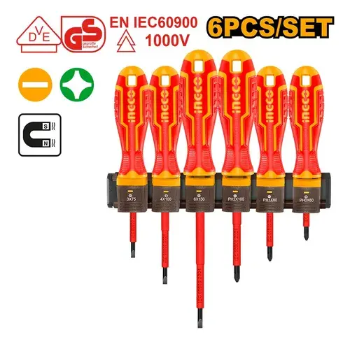 Set Destornillador 6 piezas plano-phillips Aislado 1000V HKISD0608 INGCO